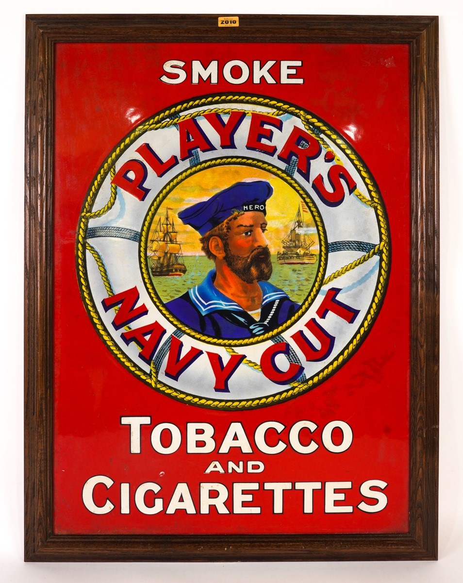 Lot 2010  PLAYER'S NAVY CUT “SMOKE TOBACCO AND CIGARETTES” ENAMEL SIGN £2,200  (+BP*)