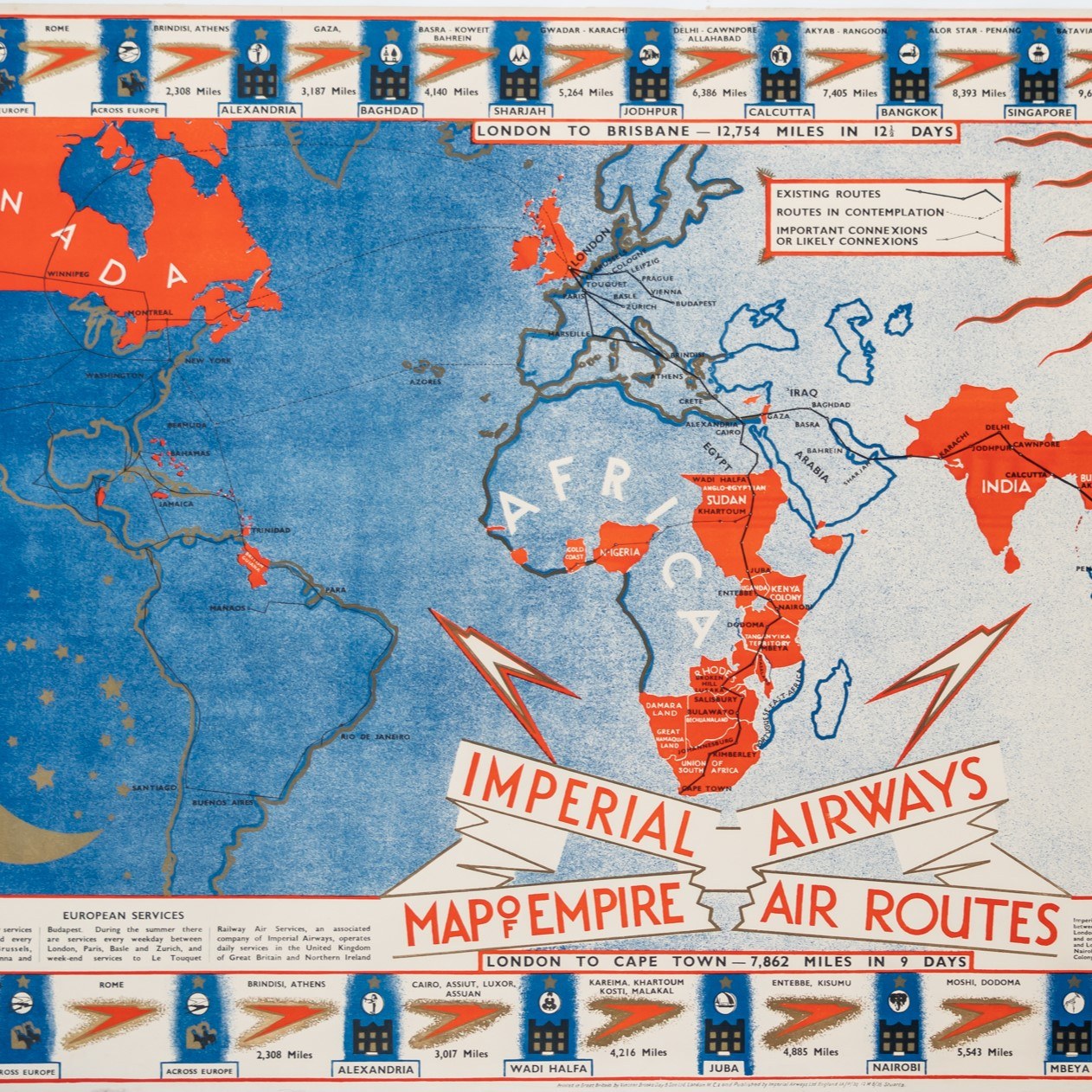 IMPERIAL AIRWAYS, MAP OF EMPIRE POSTER BY LÁSZLÓ MOHOLY-NAGY