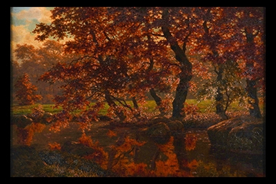 Ivan Fedorovich Choultsé (Russian, 1874-1939), Autumn leaves over a pool, signed and dated 'Iwf Choultsé' (lower right), oil on canvas, 65 x 81.5cm, Estimate: £15,000 - £25,000
