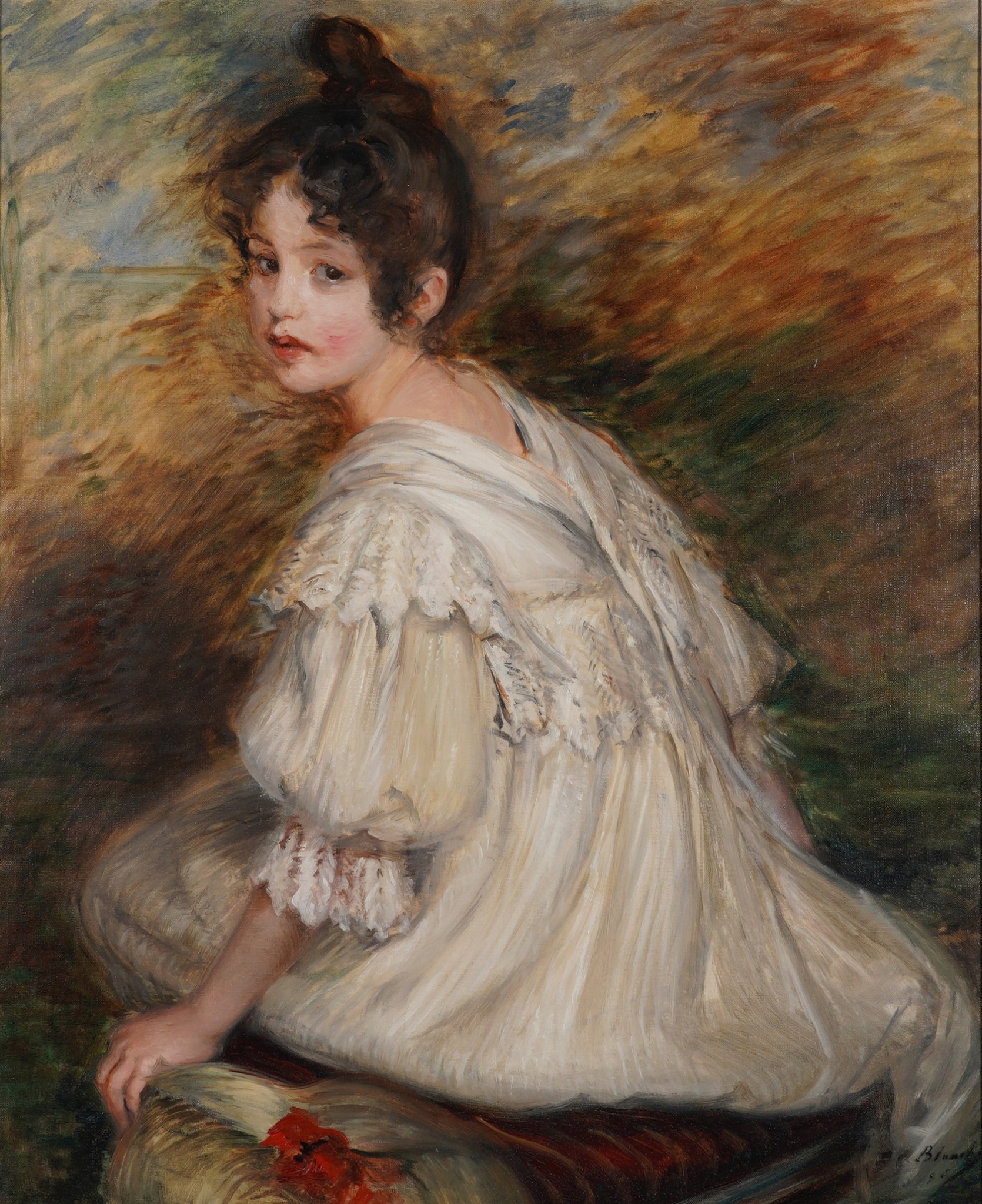 JACQUES-ÉMILE BLANCHE (FRENCH, 1861-1942) Jeune fille à la robe blanche signed and dated 'J E Blanche 96' (lower right) oil on canvas 74 x 60cm £7000-10,000