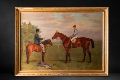 HARRY HALL (BRITISH, 1814-1882) Kisber, 1876 Derby Winner signed, inscribed and dated 'Harry Hall, Newmarket 1877' (lower right) oil on canvas £10,000-15,000