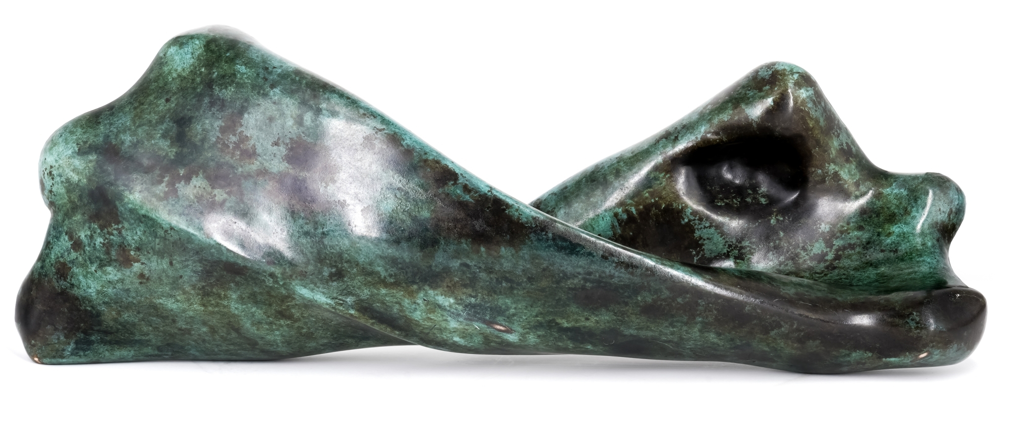 MARZIA COLONNA (ITALIAN b. 1951): A GREEN PATINATED BRONZE 'TWISTED TORSO' Signed to the cast 'Colonna 4/12'  50cm long £600-800